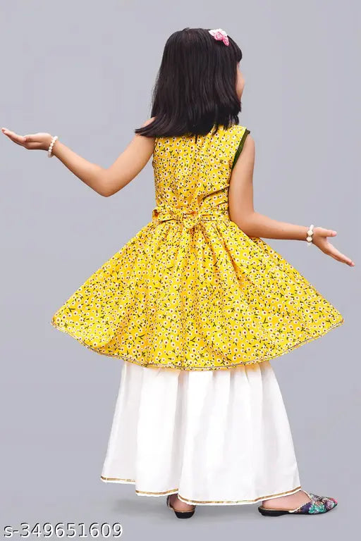 Queenpin Festive Collection Yellow Palazzo Kurta Set for Girl