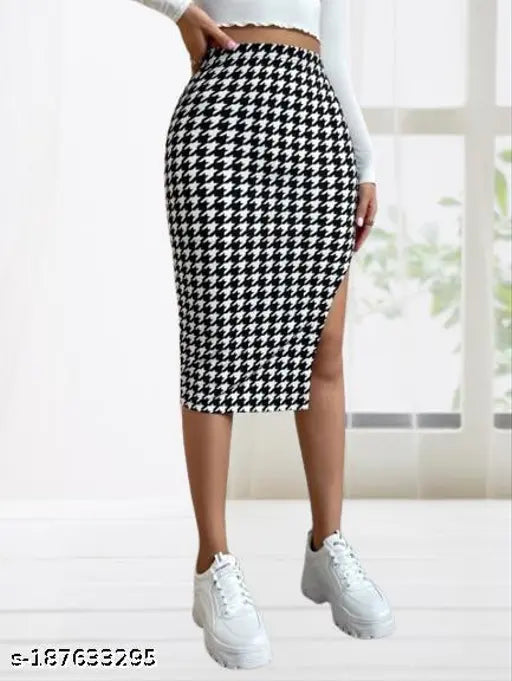 Pencil Bodycone Printed Skirt For One said Cut Skirt