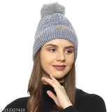 Ambitieux Women Winter Soft Warm Snow Proof Pom Pom Cap (Inside Fur) Woolen Beanie Cap or Women's & Girl's