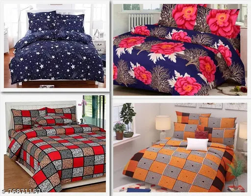 SAHAJA Combo of 4 King size(90*90) with 8 pillow covers