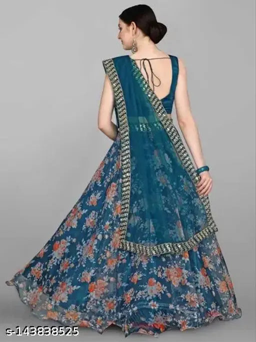 FULPARI Printed, Embroidered Semi Stitched Lehenga Choli  (Multicolor)