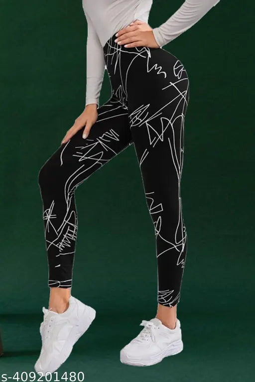 DTR Fashion Women's Abstract Black Jeggings