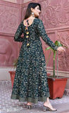 Stylish Kurtis Floral Printed Anarkali Style Ankle Length Gown Kurti with Dori Having Tassels