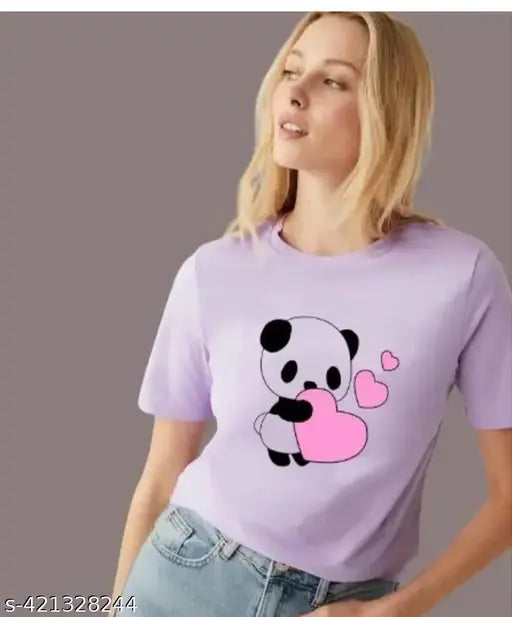 Purple-panda dil t-shirt for women