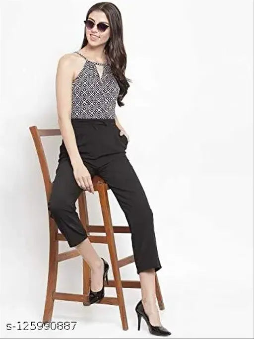 Magnetic Designs Women Black Checked Basic Jumpsuit