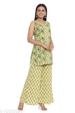 SUTEEH Women's Pure Cotton Floral Printed Straight Kurti with Palazzo Set