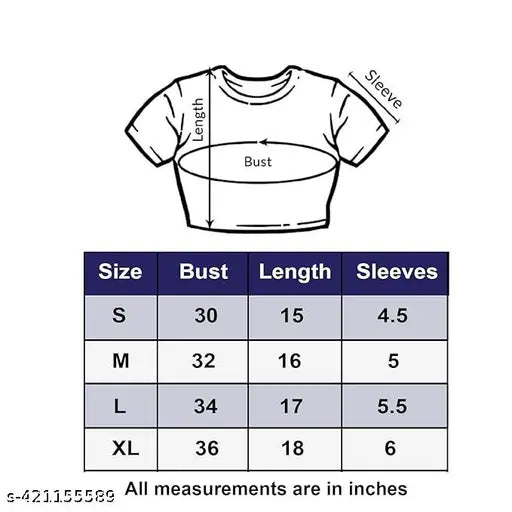 Polyester Print Half Sleeve Regular Fit Casual Crop Top for Women and Girls (Combo Pack)