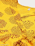 Mustard Printed Angrakha Anarkali Kurta