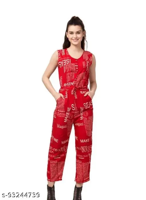 Western Wear Women Red Color Jumpsuits