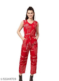 Western Wear Women Red Color Jumpsuits