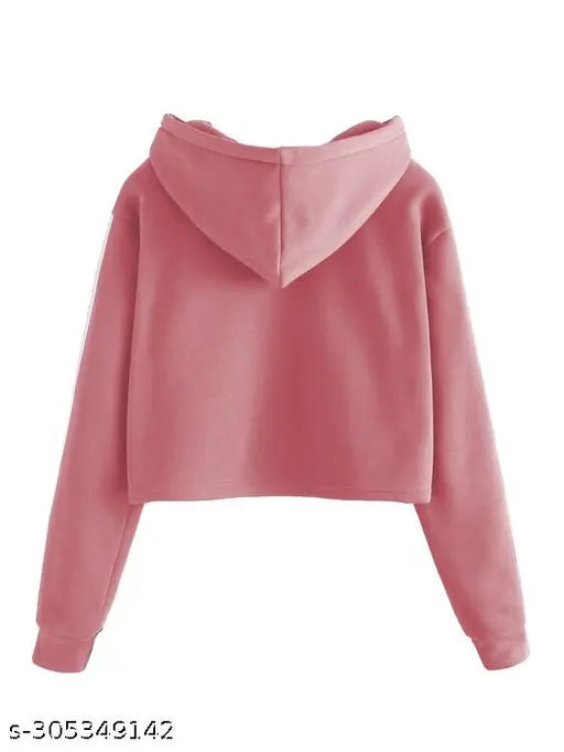 """"Women/ Girls Full Sleeve Solid""""Crop Sweatshirt""""Pink