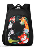 Frantic Waterproof Polyester 26 L School Backpack with Pencil/Staionery Pouch School Bag Daypack Picnic Bag For School Going Boys & Girls (BK_Black_Animals_24_A)