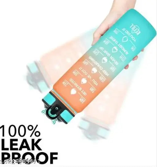 Unbreakable Silicone Water Bottle with Motivational Time Marker, Durable BPA Free Non-Toxic Bottle for Office, Gym | Detoxing eBook Included | Multicolour