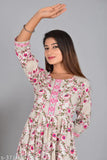 **Flower Printed Anarkali Kurta | Elegant ethnic wear For Women's | Fashionable Anarkali style Kurta |