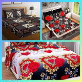 Indian Glace Cotton 3D Printed Bedsheet Combo Of 3 Double Bed Bedsheet With Matching 6 Pillow Covers