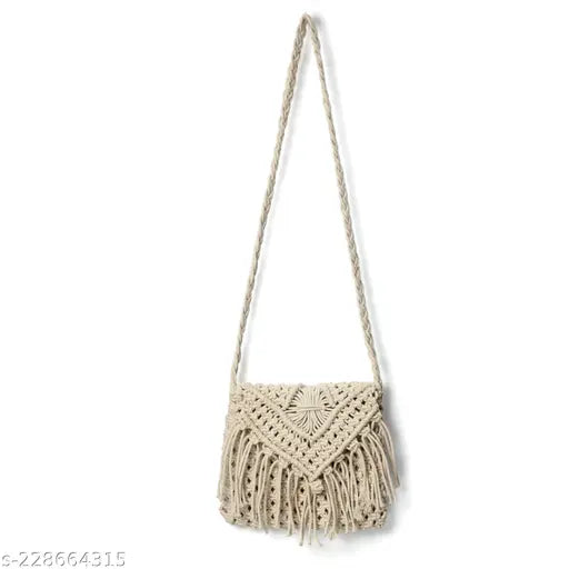 DULI Handmade Macrame Women's Clutch Handwoven Crossbody Handbag Summer Beach Shoulder Macrame Handbag Woven Handmade Purse Bag Tassel