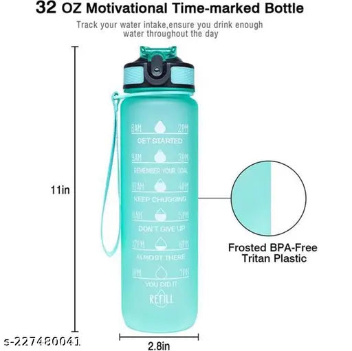 Unbreakable Silicone Water Bottle 1 Litre with Motivational Time Marker, Durable BPA Free Non-Toxic Bottle for Office, Gym | Detoxing eBook Included | Multicolour