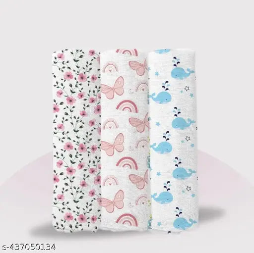 100% Cotton Organi muslin swaddle for new born baby (Pack of 3)