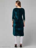 Women Premium Quality Embroidered Trending Design Velvet Kurti