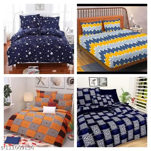 Semwal Creations GALACE Combo of 4double bed king size(90*90) bedsheets with 8 pillow covers