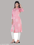 PRV KURTIES PINK COLOUR KHADI PRINT KURTI