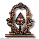 Divine Murugan OM Vel with Peacock for Car Dashboard | Decorative Copper Plated Murugan Vel Mayil Idol.