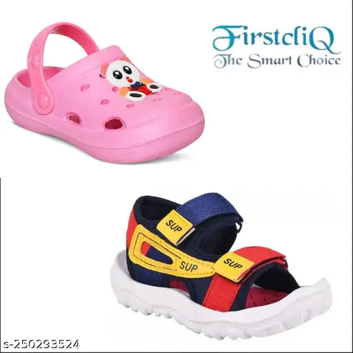 Firstcliq Sandal Super & Panda Crocs Pink Comfortable Pairs of Combo