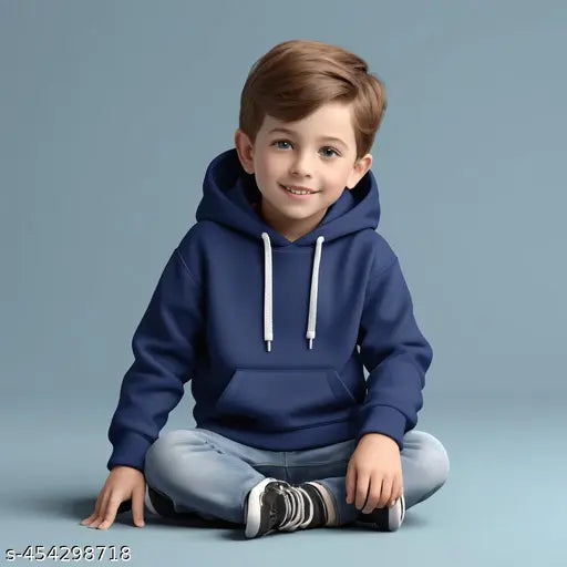 Kids Woollen Stylish Solid Hoodie Sweatshirt