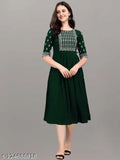 Rayon Embrdery kurti Green 1004