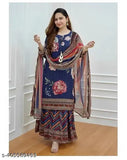 Women croset Embroidered Printed Kurta and Sharara Set with Dupatta