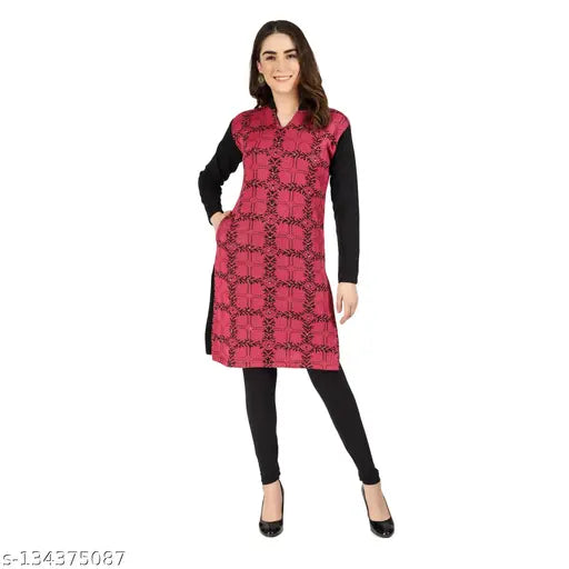 CHRISTY'S COLLECTION WOMEN'S FULL SLEEVE PRINTED WOOLEN KURTI PACK OF 1