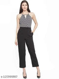 Magnetic Designs Women Black Checked Basic Jumpsuit