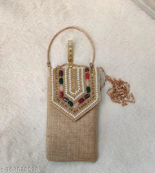 TRENDY MOBILE SLING WITH HANDLE LONG CHAIN AND SAREE CLIP