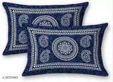 blue colour jaipuri cotton bedsheet with 2 pillow cover double bed bedsheet jaipuri