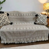 PURE COTTON SOFA THROW FLORAL BEIGE