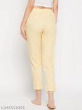 First Krush Yellow Printed Rayon Cotton Full Length Women's Straight Pyjama