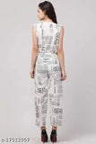 69FS WHITE NEWSPAPER PRINT JUMPSUIT