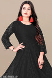 Elegant Net Fabric Embroidered Anarkali Gown And Kurta for Women