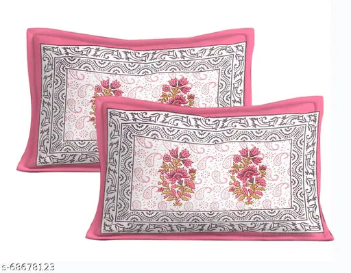 Home@shop 144 TC Cotton Double Jaipuri Prints Bedsheet