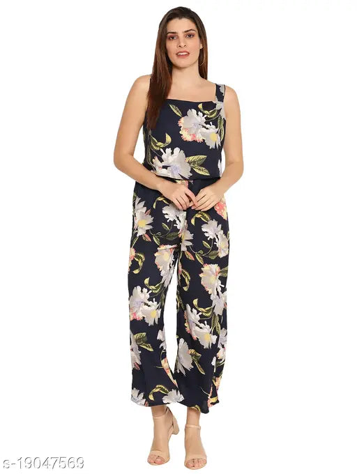 Ruhaan's Womens Summercool Floral Navy Blue Jumpsuit