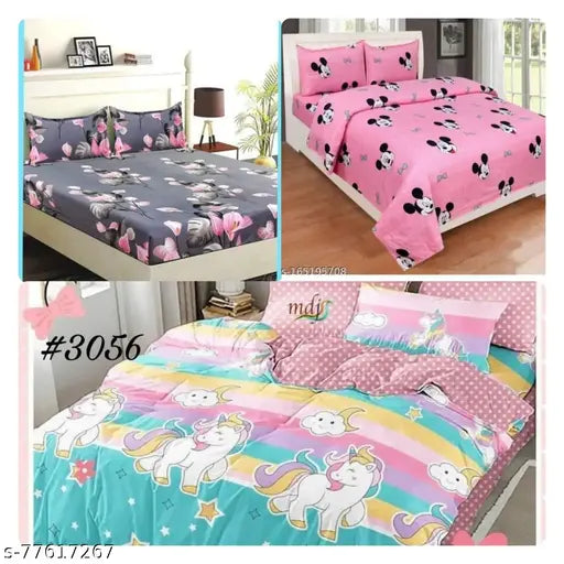 TRENDY HEARTS 3 DOUBLE BEDSHEETS WITH 6 PILLOW COVER FREE