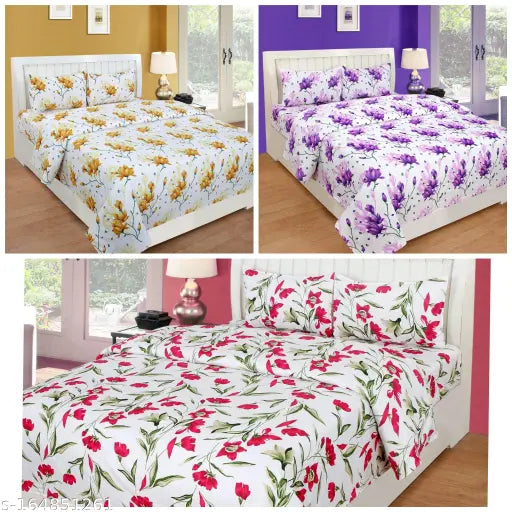 Bedsheets Covers combo Pack of 3 bedsheet With 6 pillow Covers King size