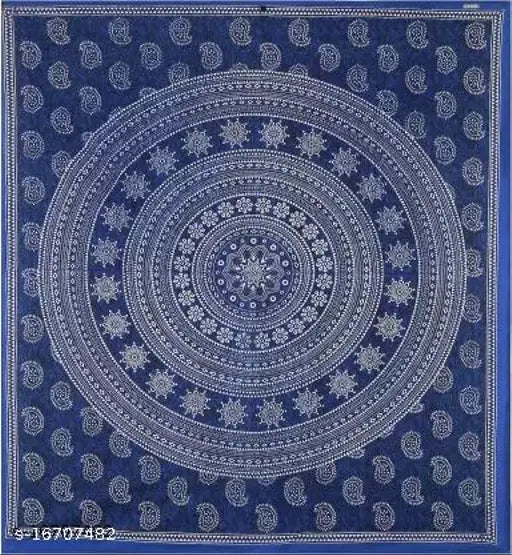 blue colour jaipuri cotton bedsheet with 2 pillow cover double bed bedsheet jaipuri