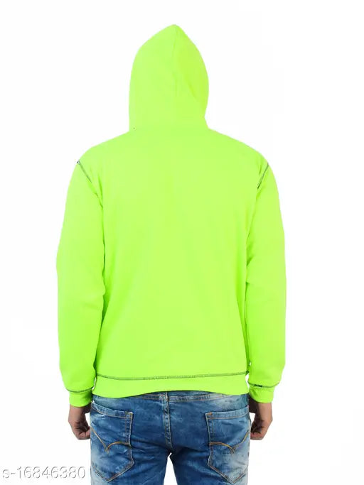 Chanda Khuba Men's Neon Green Sweatshirt Full Sleeve Kangaroo Pocket Pullover hoodies - CKHD03-02