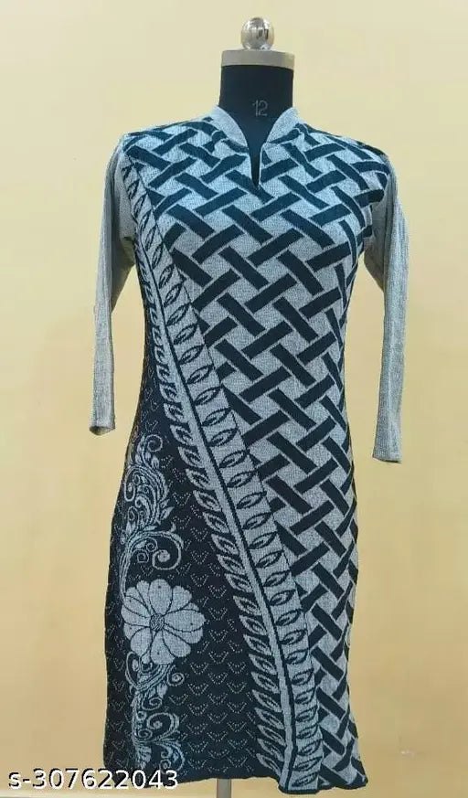 Woolen Gray Black Kurti