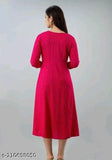 Women Red Colour 3/4 Sleeve Anarkali Kurtis