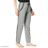 Women Solid StraightFit Grey Trousers