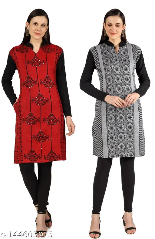 BADOS Present Latest Design And Style Women Woolen Kurti (Pack of 2)