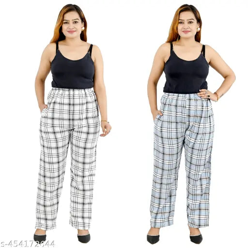 NACNO Girl's Women's Track Pant Lower Cotton Printed Pajama Pack of 2