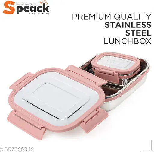 Suniti Stainless Steel Lunchbox For School, Collage, Office, 2 Container Lunch Box (Pack of 1, Pink)